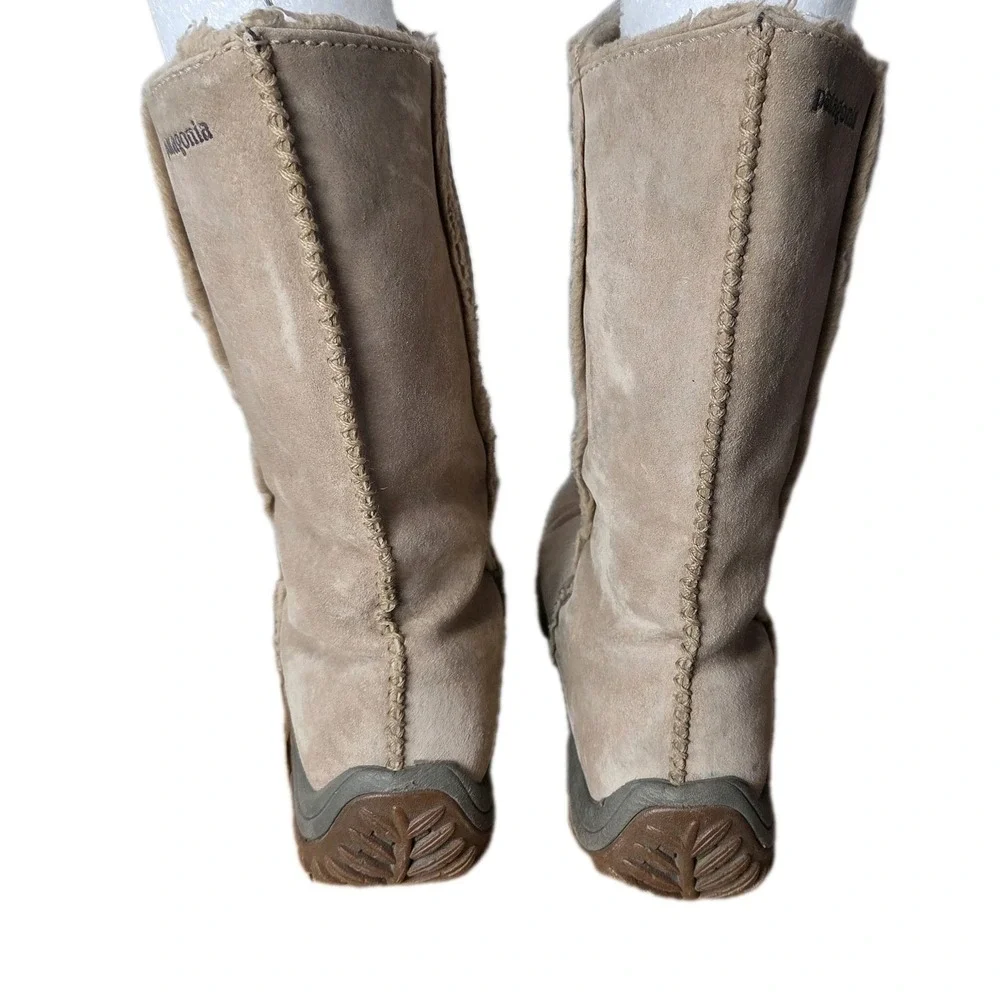 Patagonia Lugano Women's‎ Boots Khaki Suede Waterproof Polartec Primaloft Sz 9.5